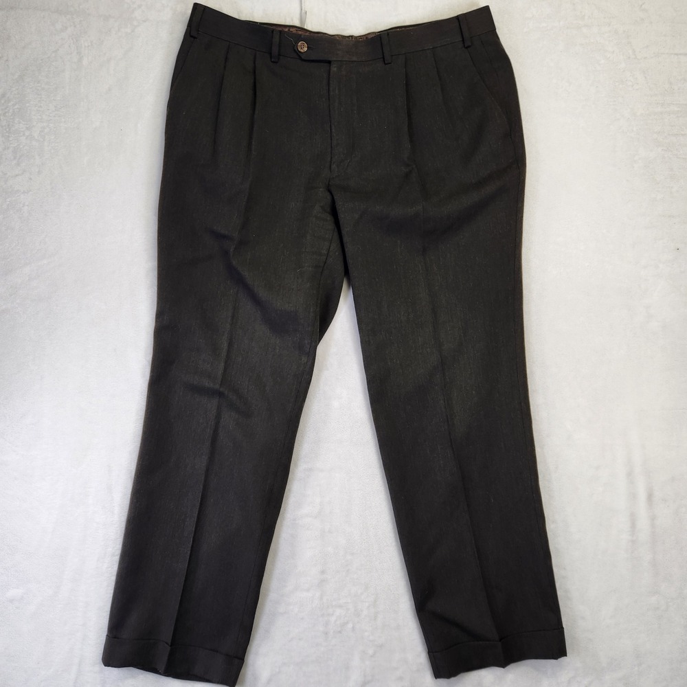Lauren‎ Ralph Lauren Men Charcoal Pleated Wool Blend Dress Pants Size 38x30
